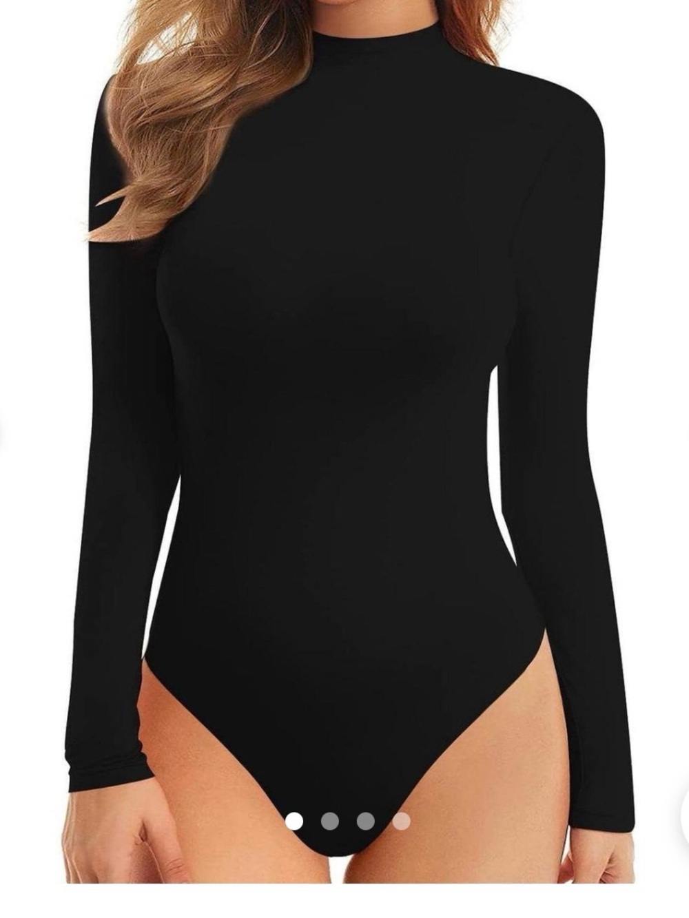 Mango Black Long-Sleeve Turtleneck Bodysuit
